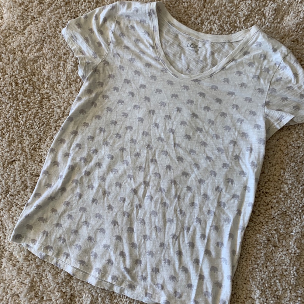 Elephant print cream capped sleeve tee